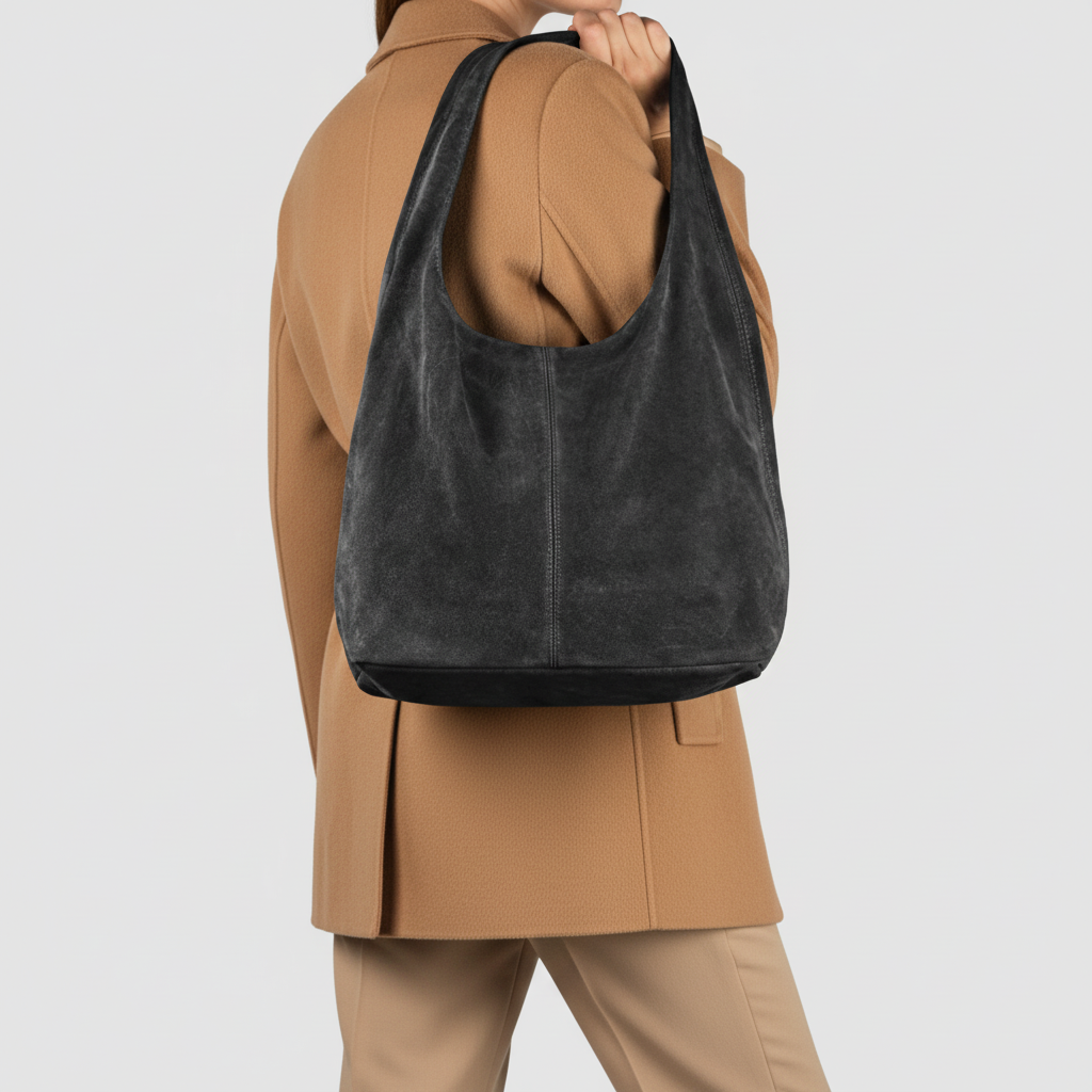 Suede Leather Hobo Bag