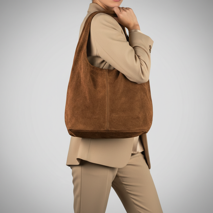 Suede Leather Hobo Bag