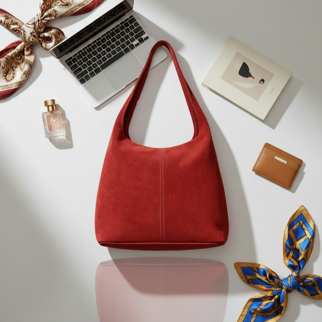 Suede Leather Hobo Bag