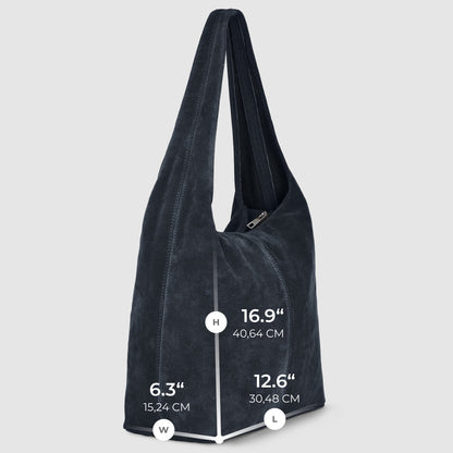 Suede Leather Hobo Bag