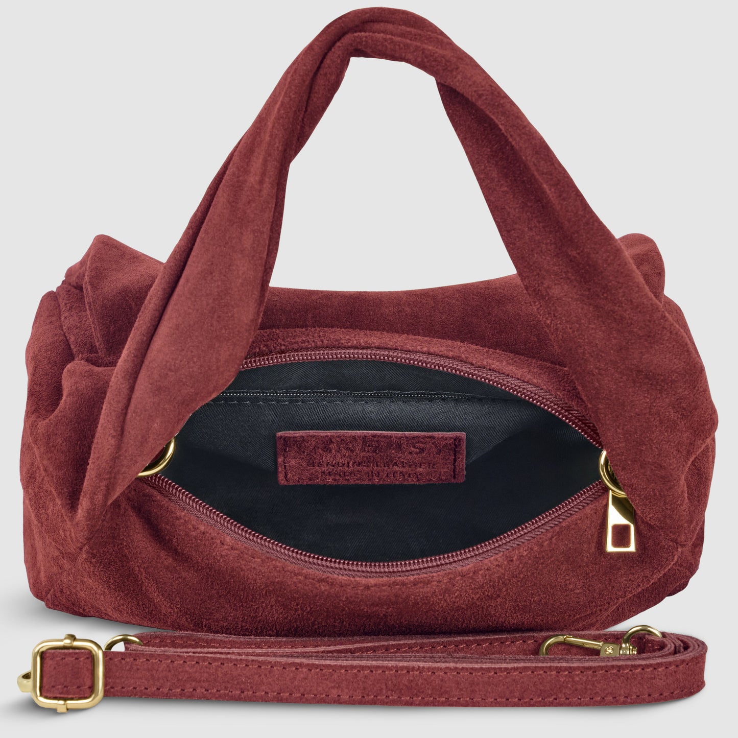 Suede Leather Top-Handle Bag