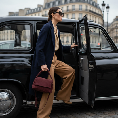 Suede Leather Top-Handle Bag