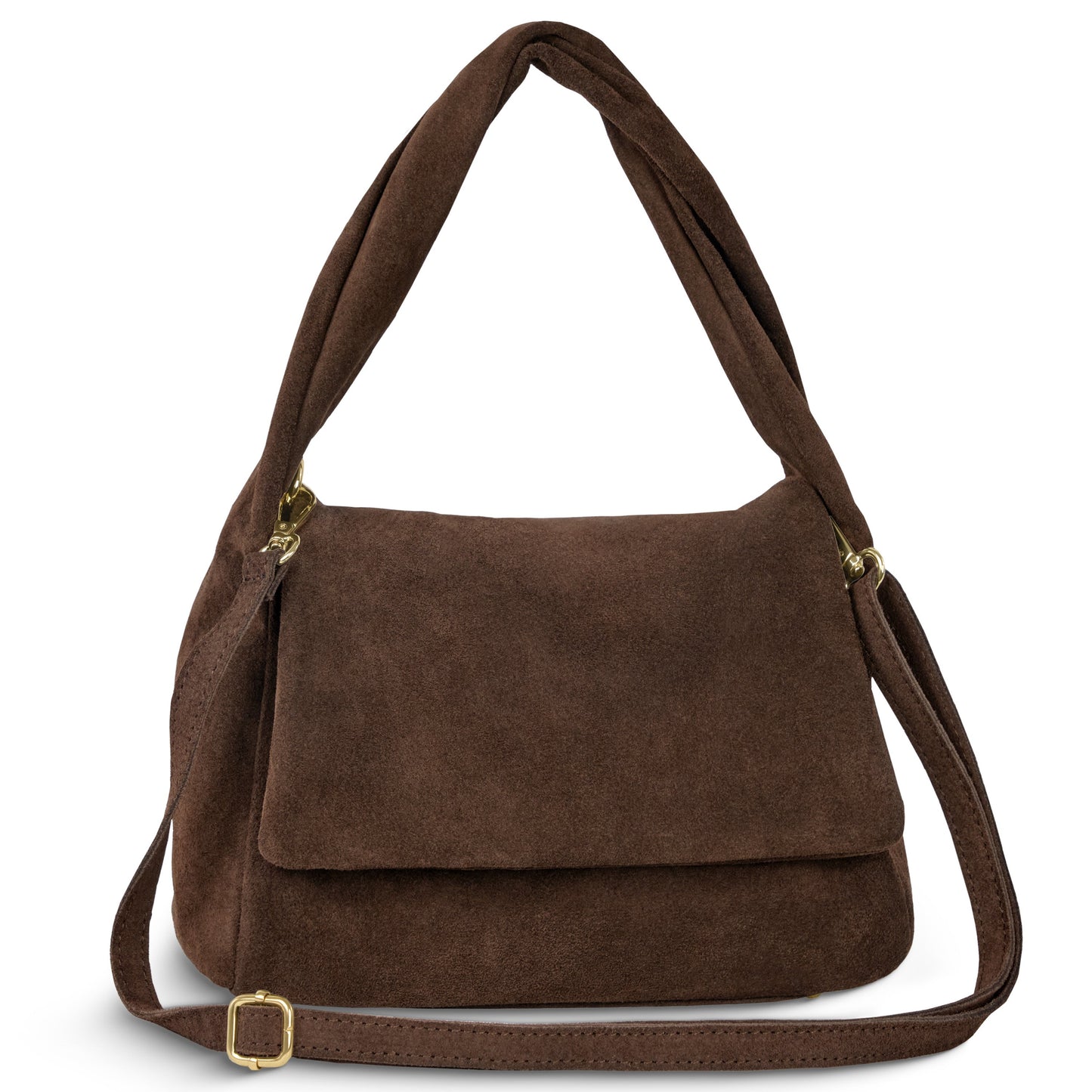 Suede Leather Top-Handle Bag