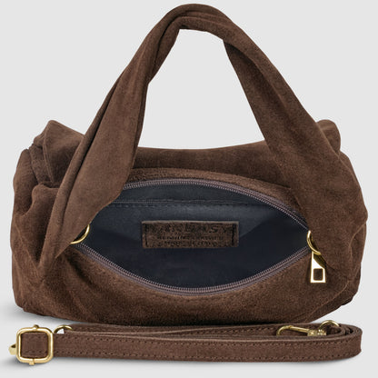 Suede Leather Top-Handle Bag