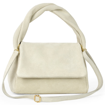 Suede Leather Top-Handle Bag