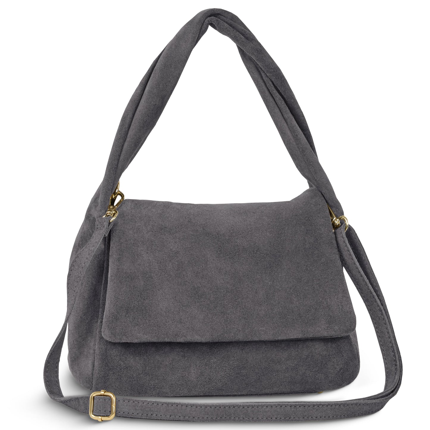 Suede Leather Top-Handle Bag