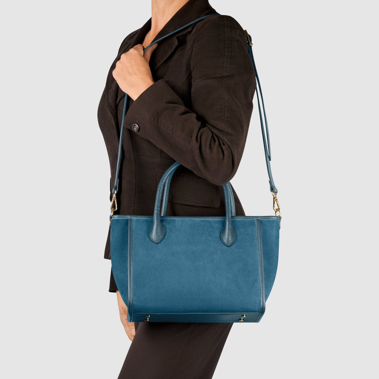 Suede Leather Top-Handle Bag