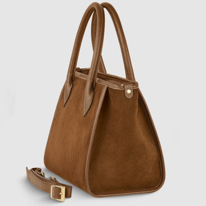 Suede Leather Top-Handle Bag