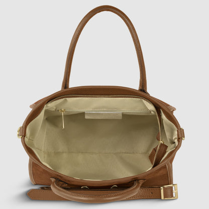 Suede Leather Top-Handle Bag