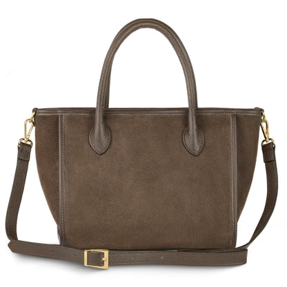 Suede Leather Top-Handle Bag