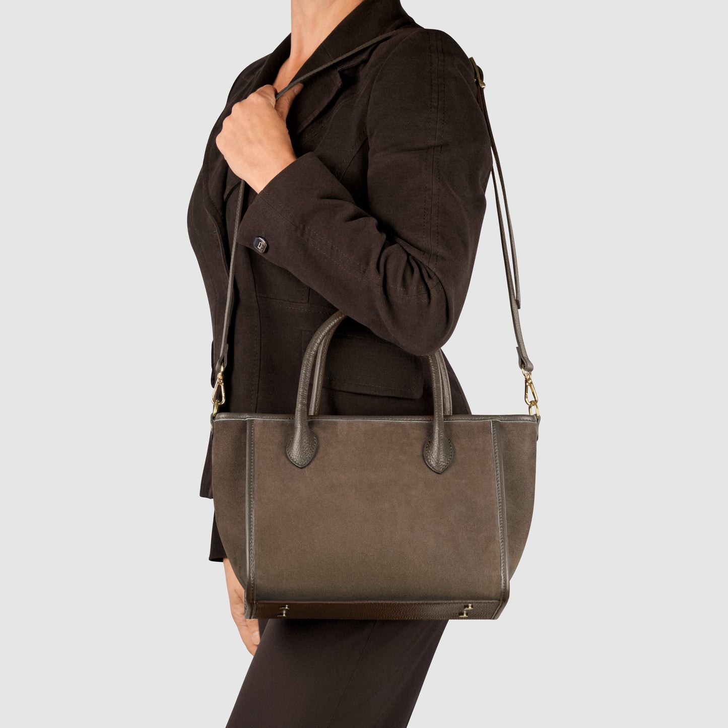 Suede Leather Top-Handle Bag