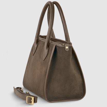 Suede Leather Top-Handle Bag