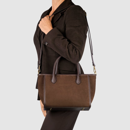 Suede Leather Top-Handle Bag