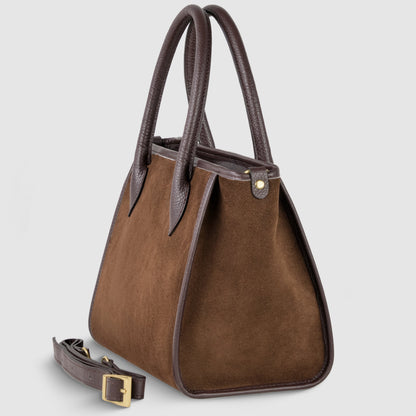 Suede Leather Top-Handle Bag