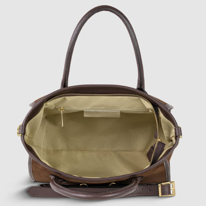 Suede Leather Top-Handle Bag