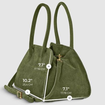 Suede Leather Top-Handle Bag