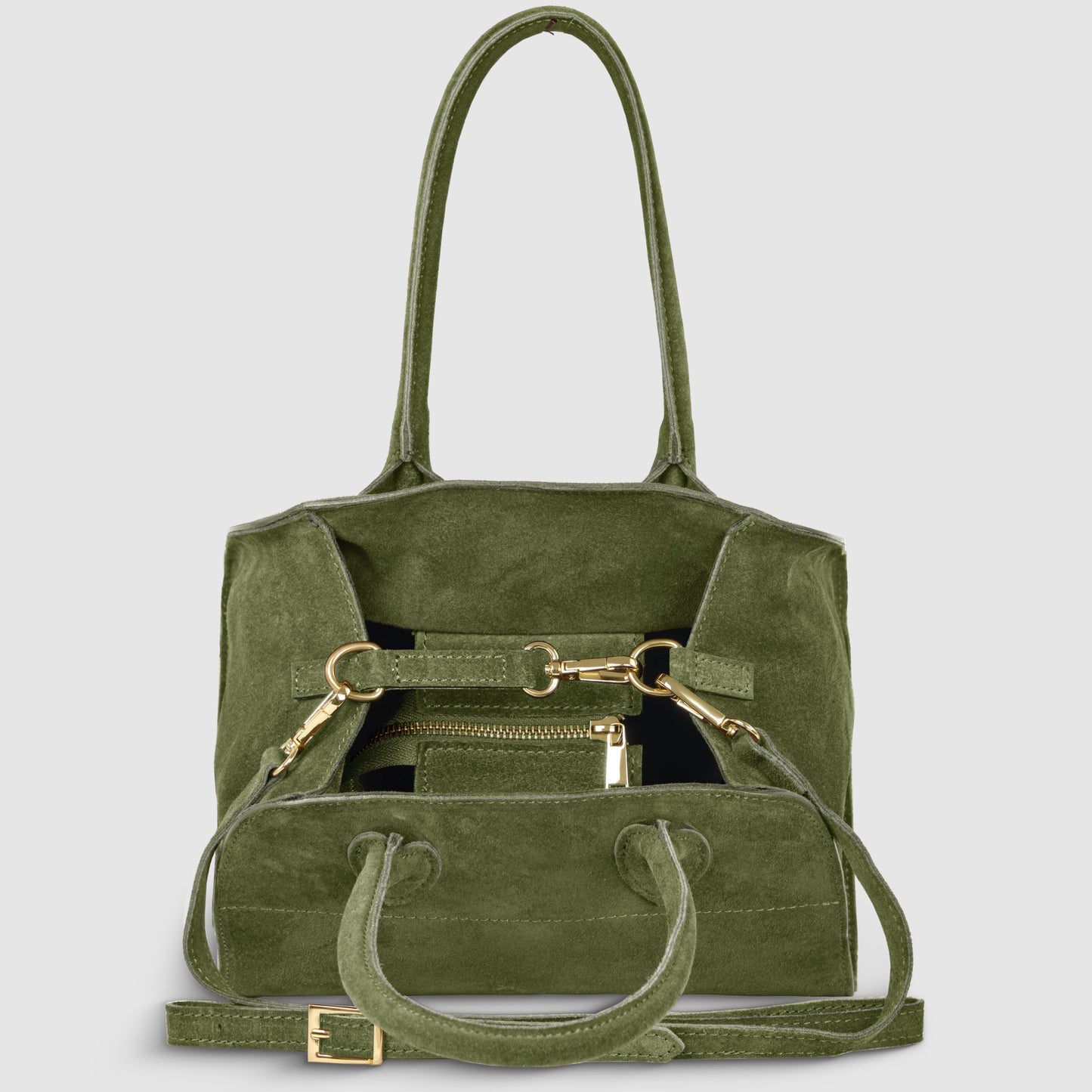 Suede Leather Top-Handle Bag
