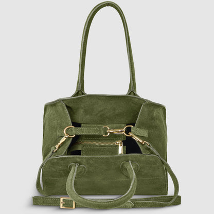 Suede Leather Top-Handle Bag