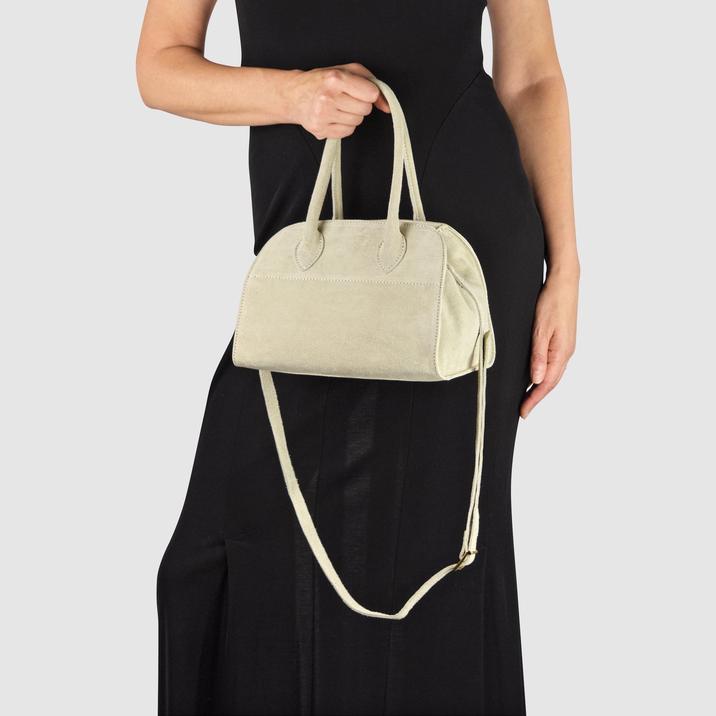 Suede Leather Top-Handle Bag