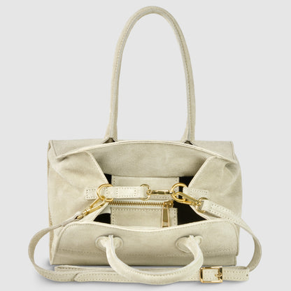 Suede Leather Top-Handle Bag