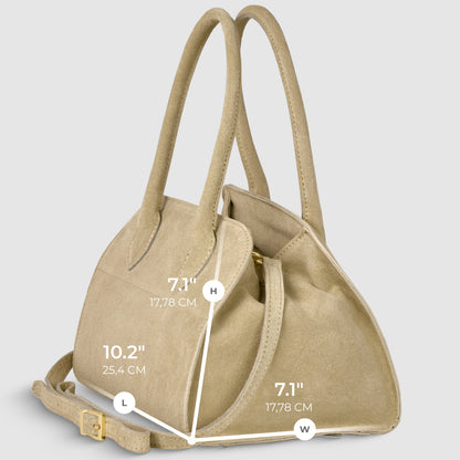 Suede Leather Top-Handle Bag