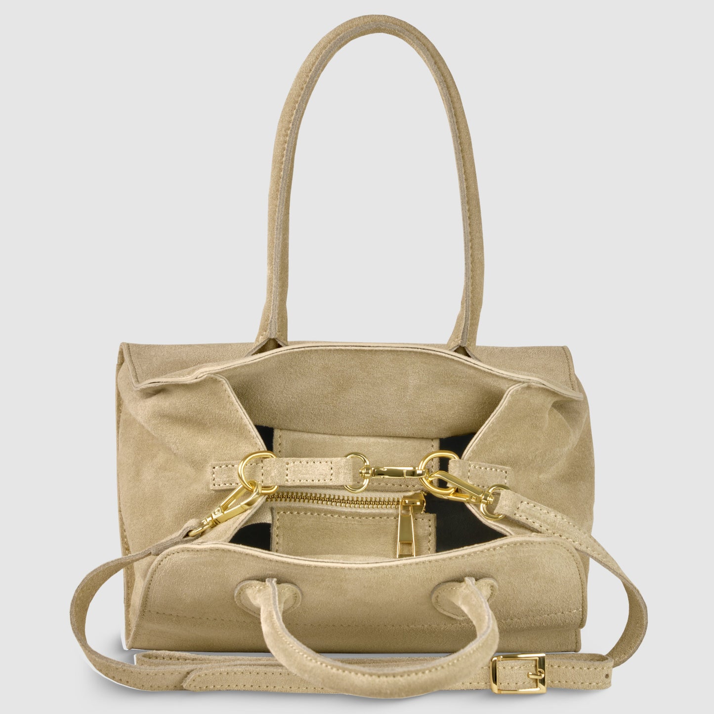Suede Leather Top-Handle Bag