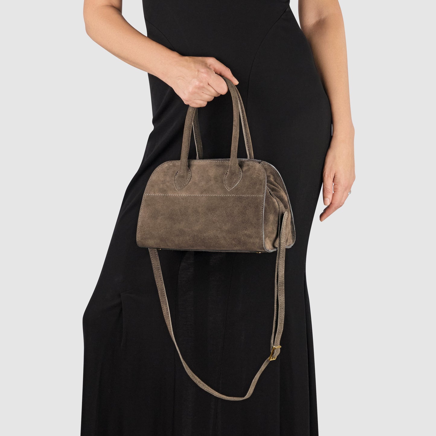 Suede Leather Top-Handle Bag