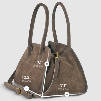 Suede Leather Top-Handle Bag