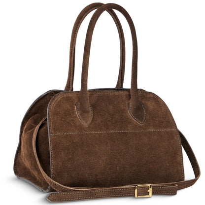 Suede Leather Top-Handle Bag