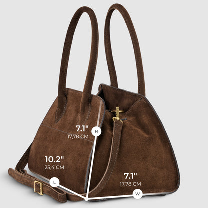 Suede Leather Top-Handle Bag