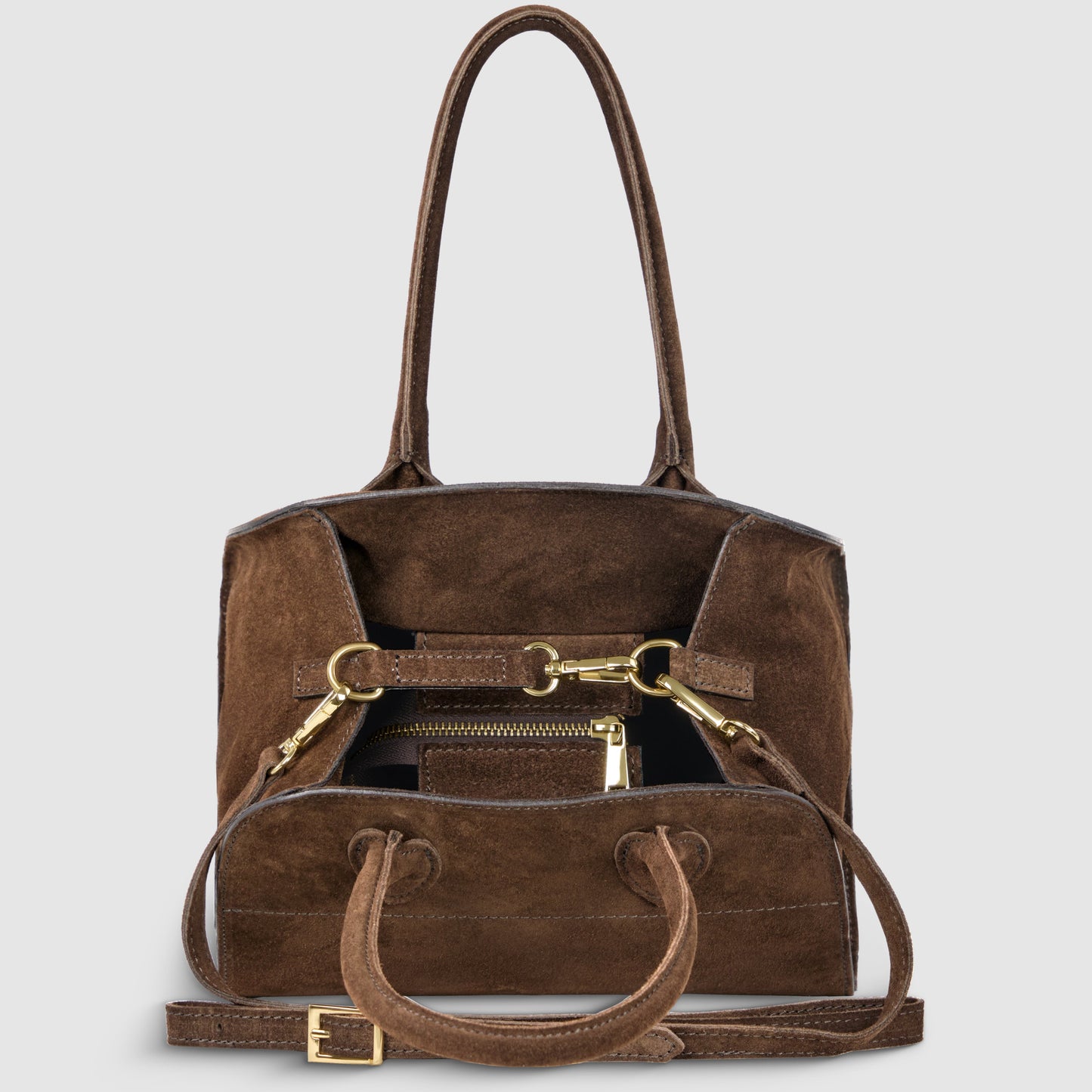 Suede Leather Top-Handle Bag
