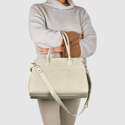 Suede Leather Top-Handle Bag