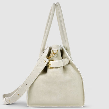 Suede Leather Top-Handle Bag