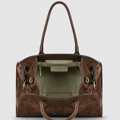 Suede Leather Top-Handle Bag
