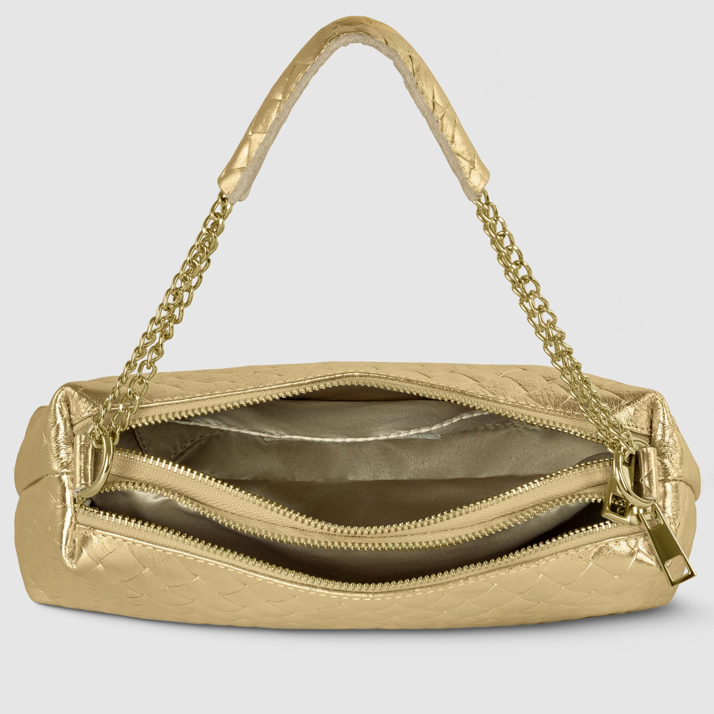 Weave Metallic Suede Leather Crossbody Bag