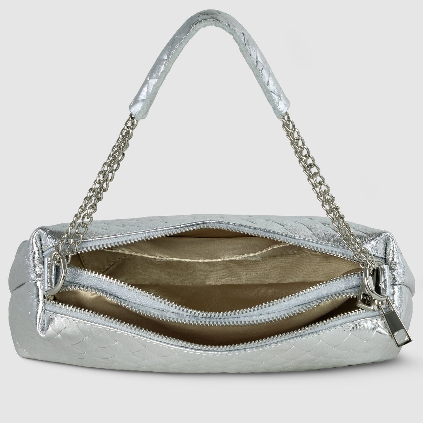 Weave Metallic Suede Leather Crossbody Bag