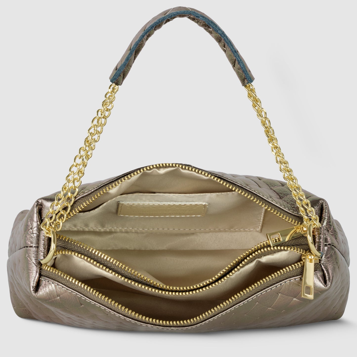 Weave Metallic Suede Leather Crossbody Bag