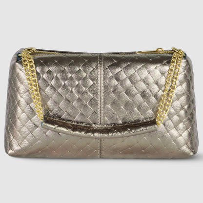 Weave Metallic Suede Leather Crossbody Bag