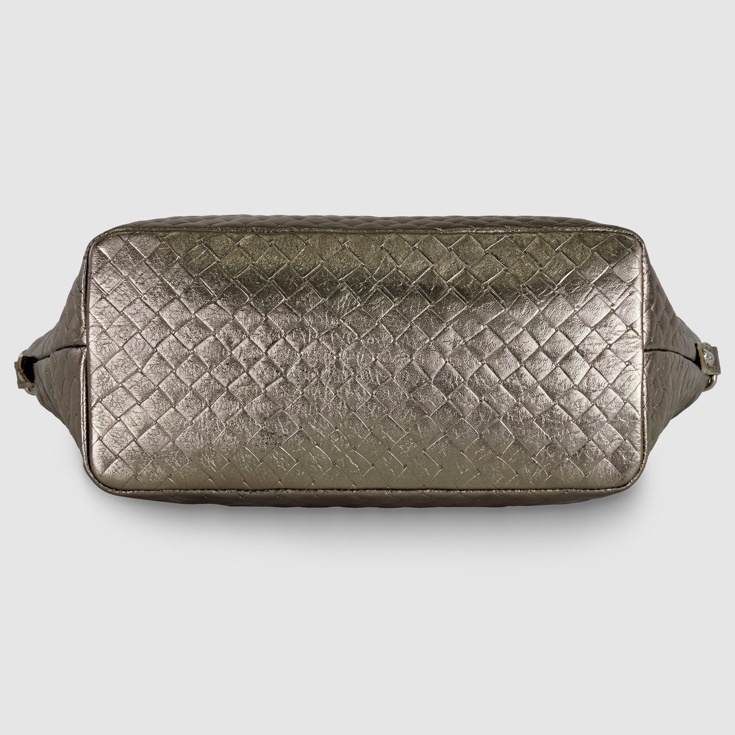 Weave Metallic Suede Leather Top-Handle Bag