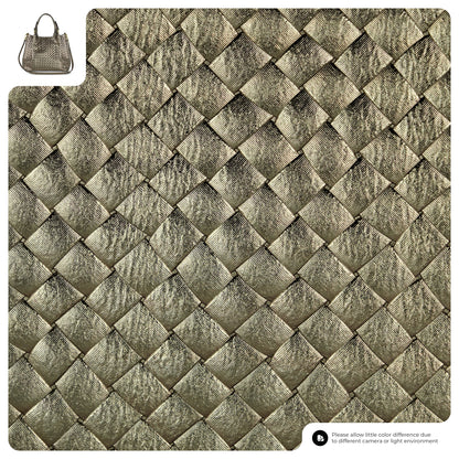 Weave Metallic Suede Leather Top-Handle Bag