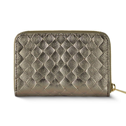 Weave Metallic Suede Leather Wallet