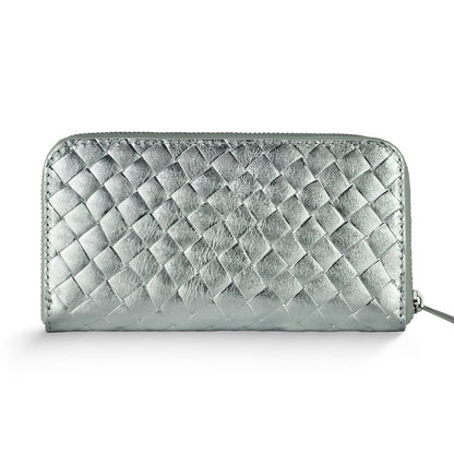 Weave Metallic Suede Leather Wallet