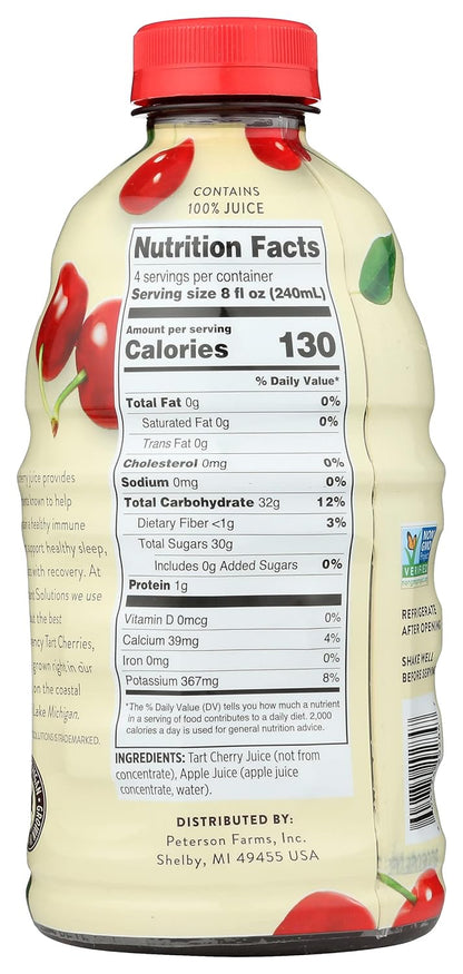 Antioxidant Solutions, 100% Tart Cherry Juice, 32 fl oz, Pack of 6, Certified Organic