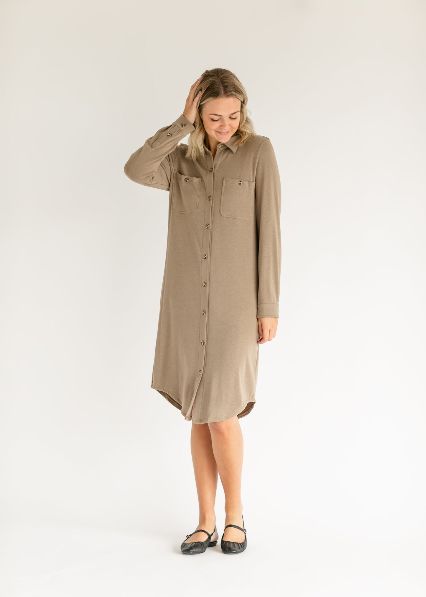 Teagan Brown Ultra Soft Shirt Dress