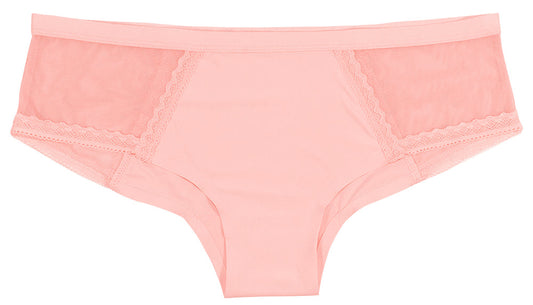 Pink Laser Cut Hipster With Mesh and Lace