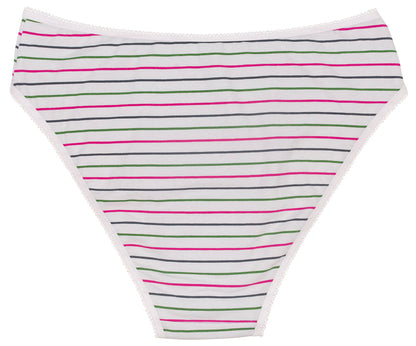 Printed Cotton High Waist Bikini with Picot Trim