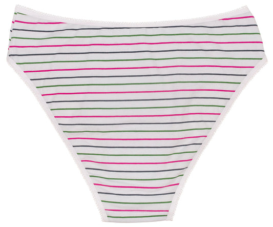 Printed Cotton High Waist Bikini with Picot Trim