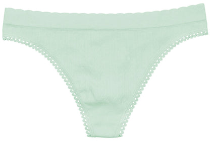 Seamless Textured Thong with Picot Trim