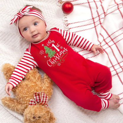 My 1st Christmas Baby Romper | Soft 100% Cotton Rib Holiday One Piece