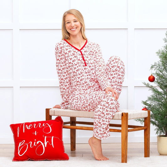 Christmas Bamboo Women's Pajama Set Ho-Ho-Ho